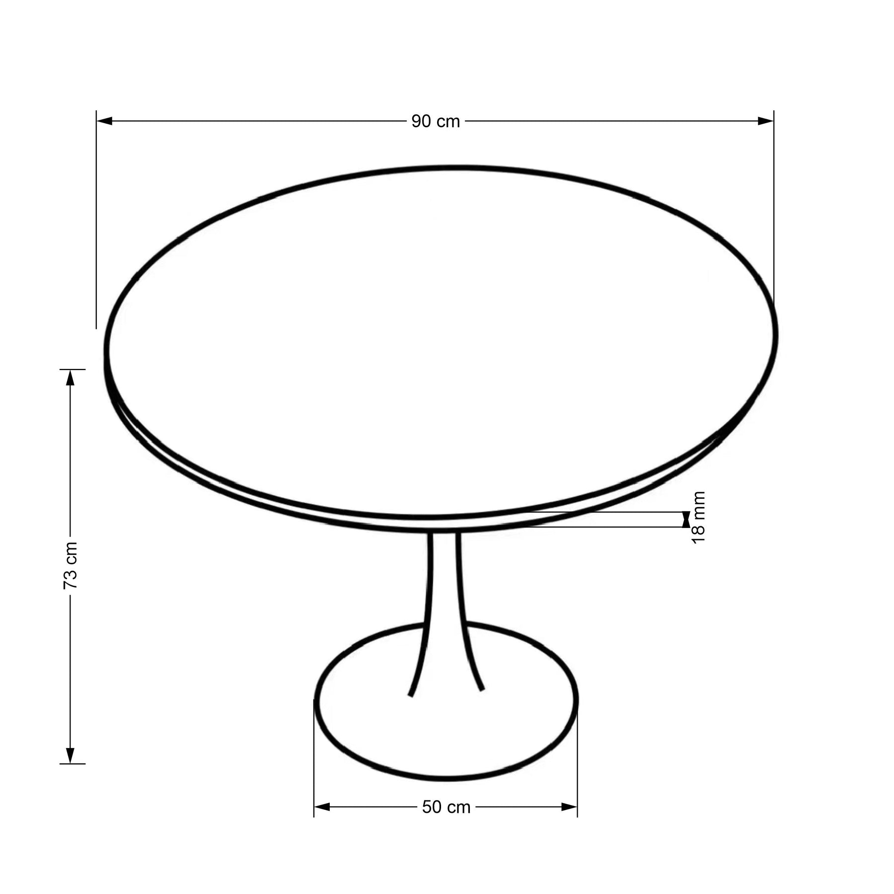 Tavolo rotondo per 4 persone rovere Umbros 90x73 cm