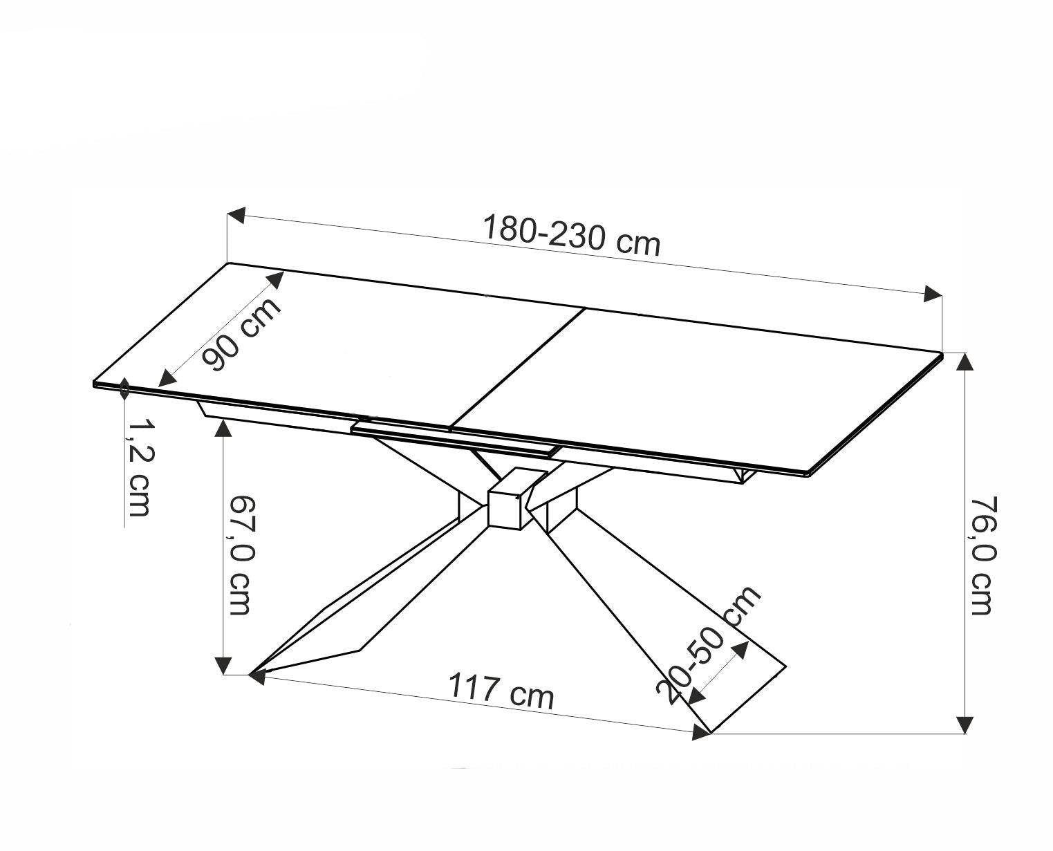 Tavolo allungabile per 6/8 persone marmo Adams 180/230x90 cm