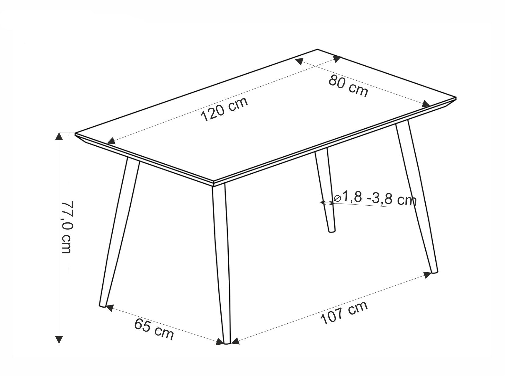 Tavolo per 4/6 persone rovere Berto 120x77 cm