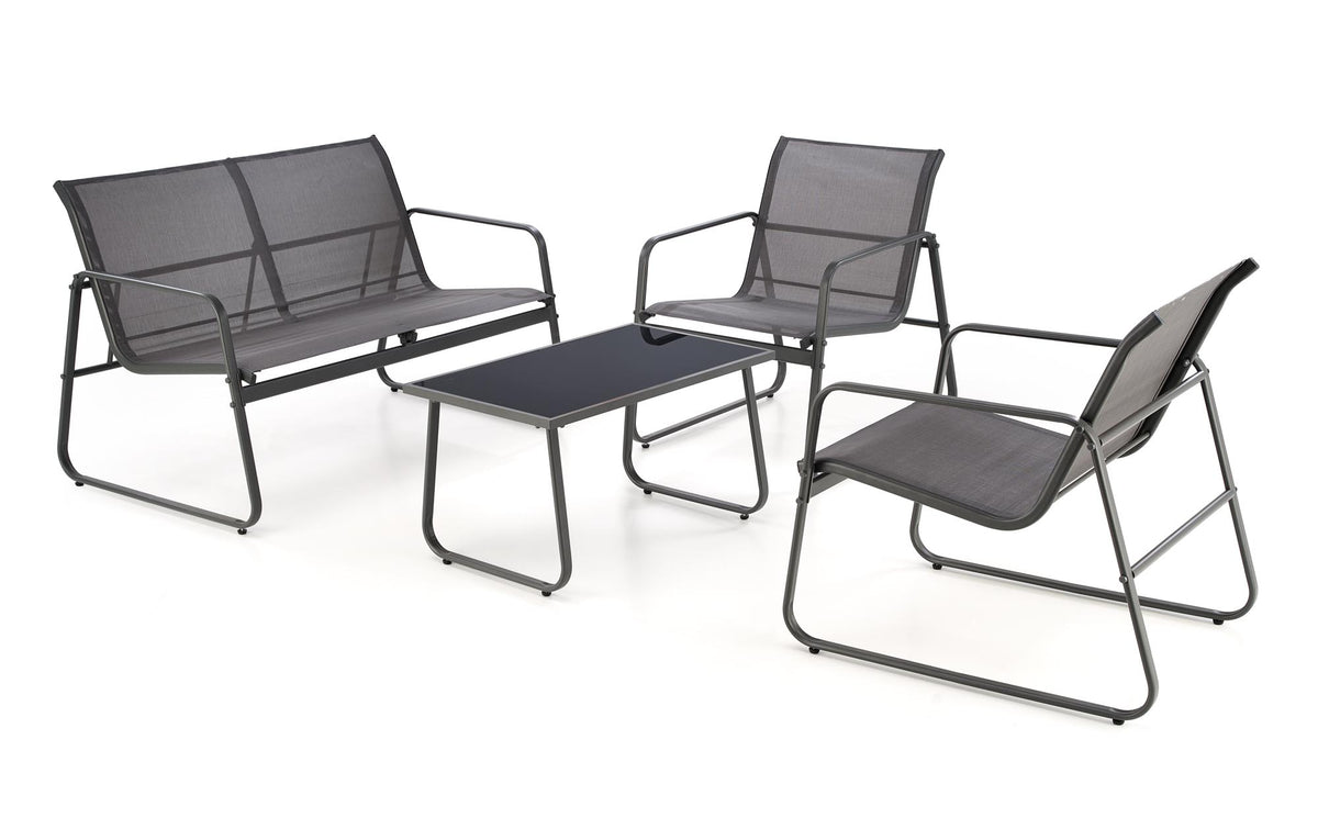 Set da giardino in acciaio cenere scuro da 4 pezzi Amalfi