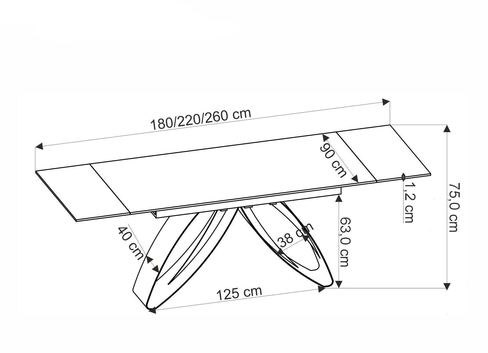Tavolo allungabile per 6/8 persone Flux 180/260x75 cm