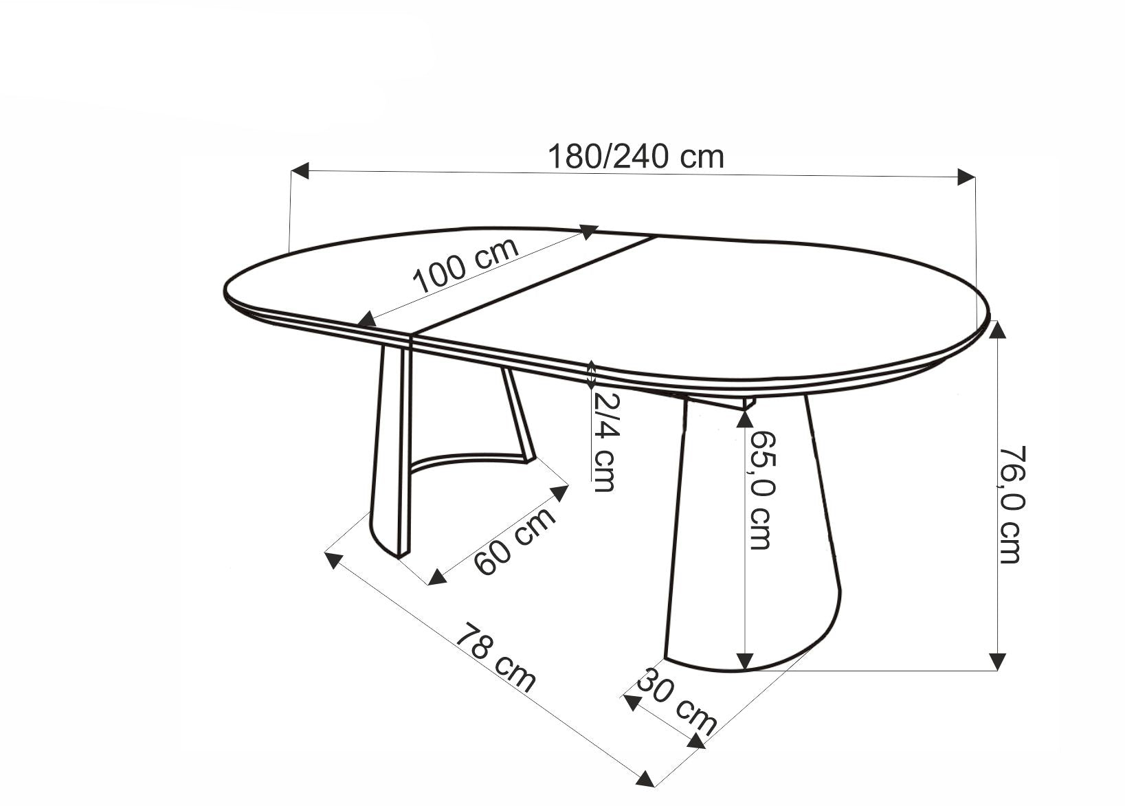 Tavolo allungabile per 6/8 persone marmo Nimbus 180/240x100 cm