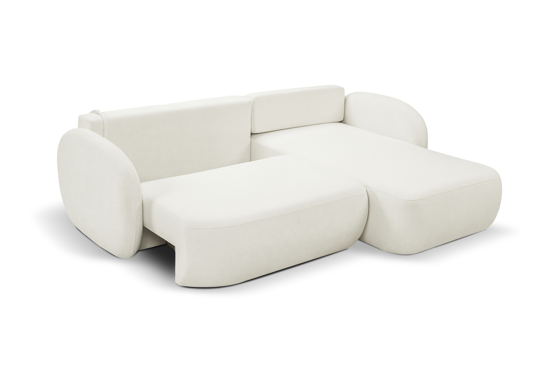 Divano letto angolare in tessuto bouclè Madrid 248x174 cm