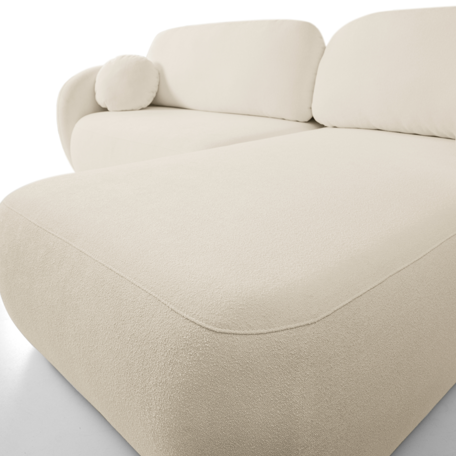 Divano letto angolare in tessuto bouclè Madrid 248x174 cm