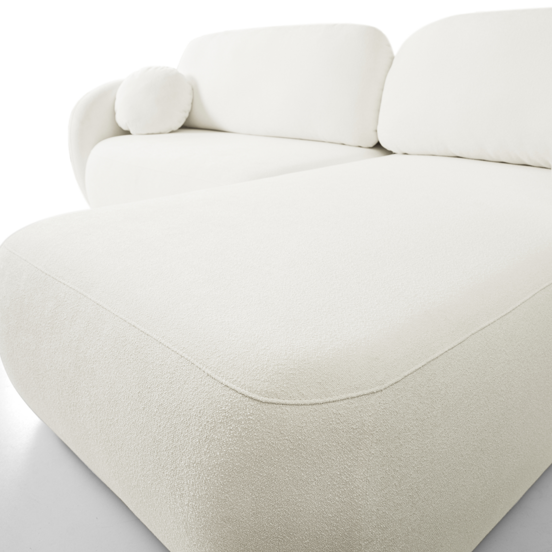 Divano letto angolare in tessuto bouclè Madrid 248x174 cm