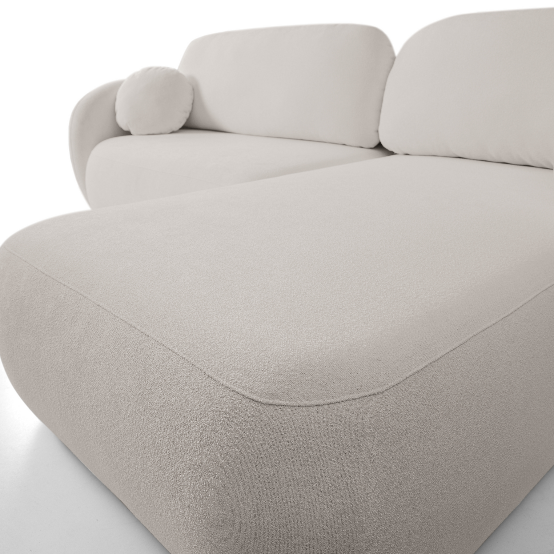 Divano letto angolare in tessuto bouclè Madrid 248x174 cm