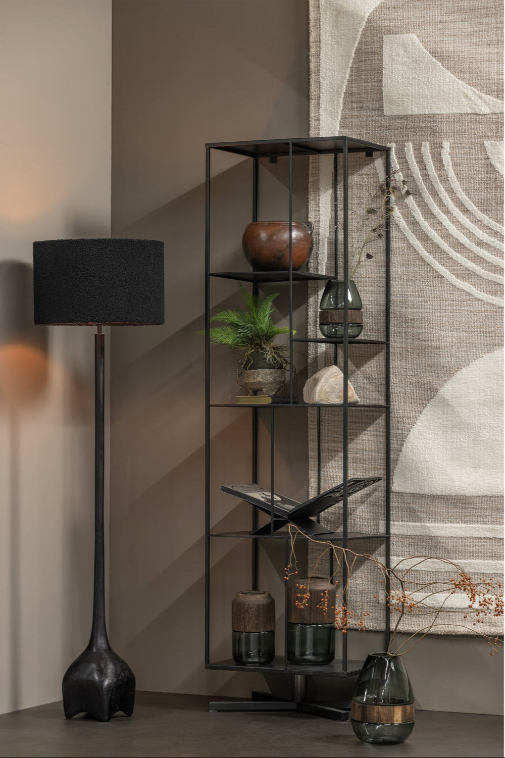 Portalampada in alluminio nero Foss 129x18 cm