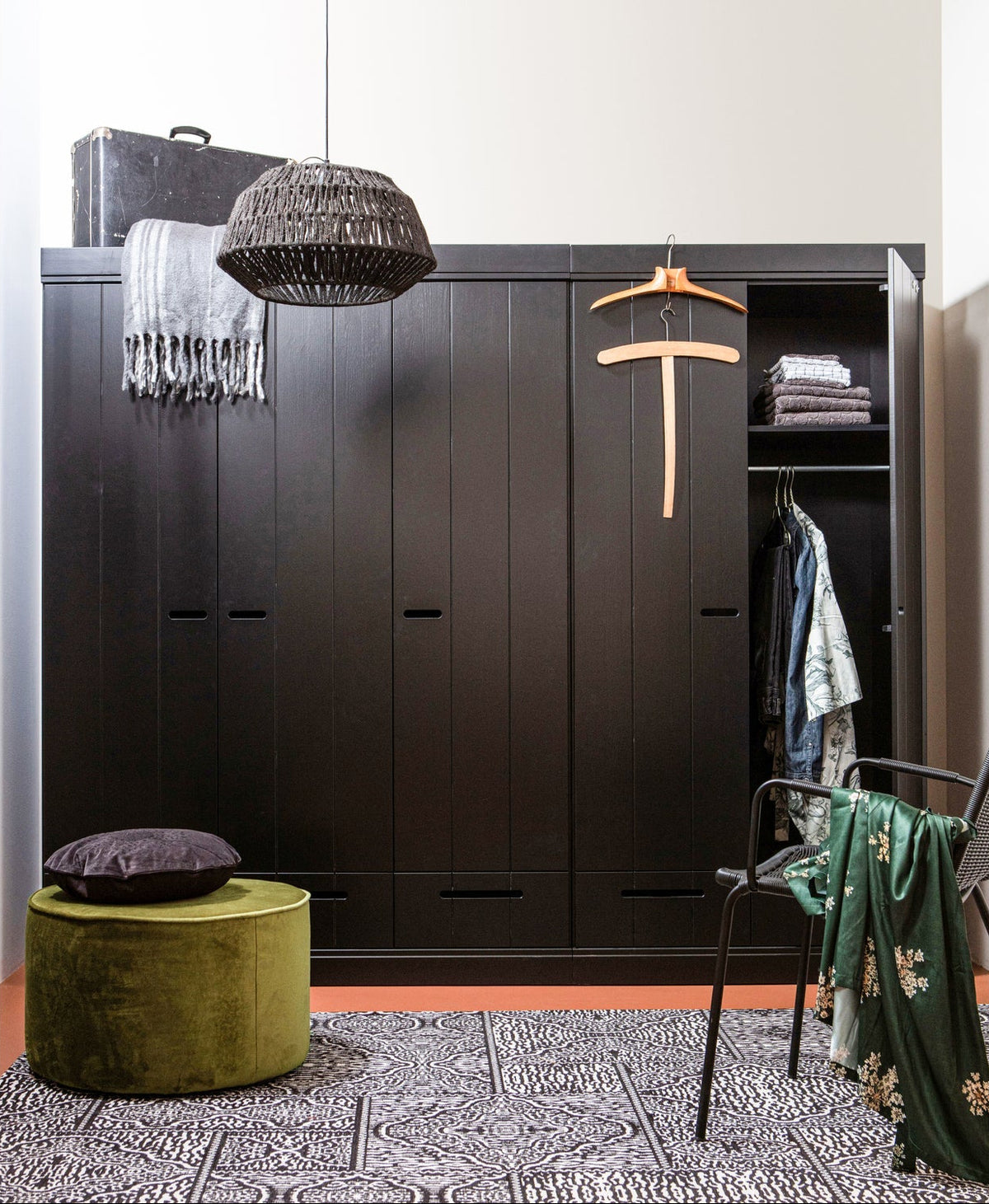 Set di 2 lampade a sospensione in iuta nera Kace 26x45 cm