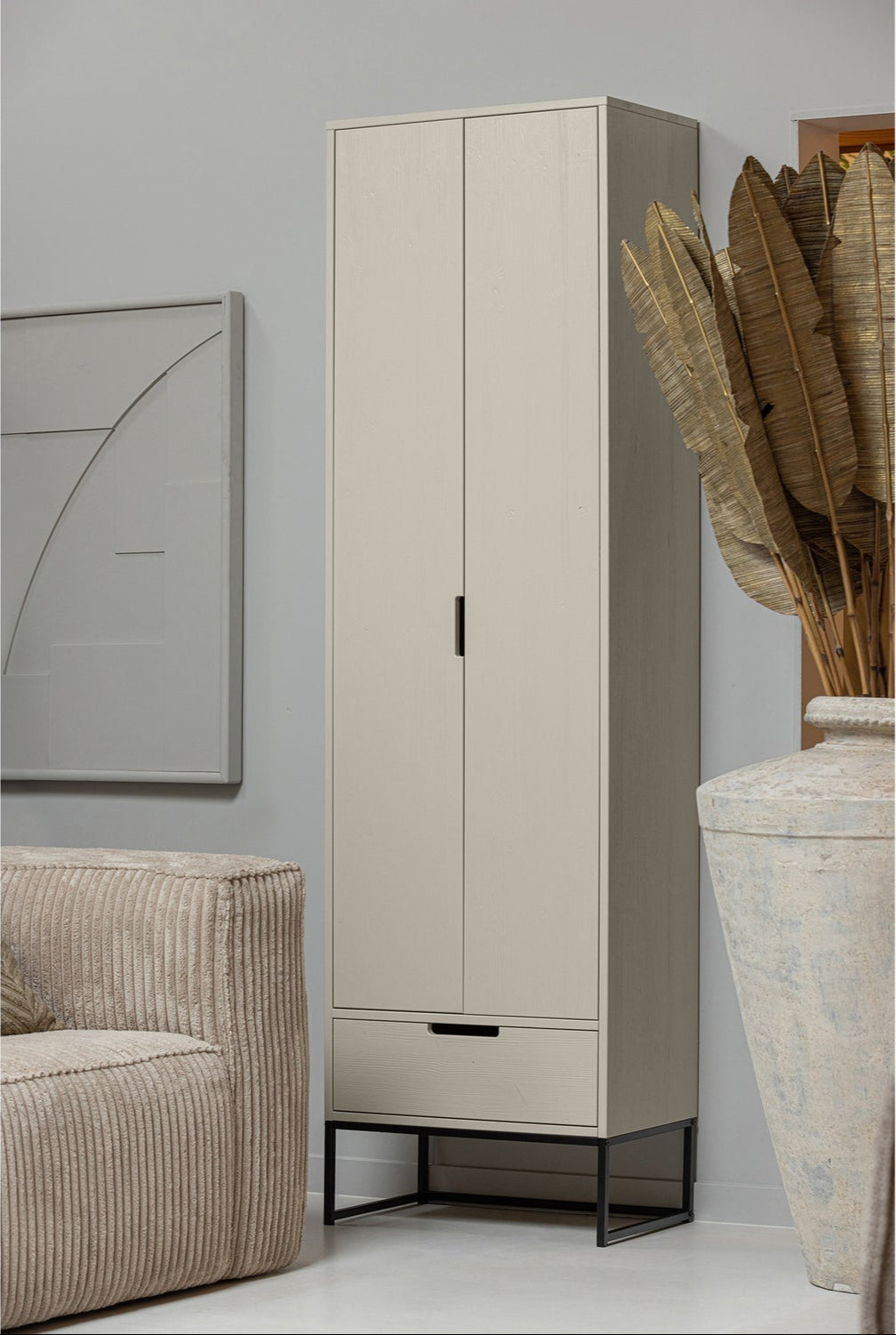 Credenza 2 ante 1 cassetto in legno di pino Silas 210x60 cm