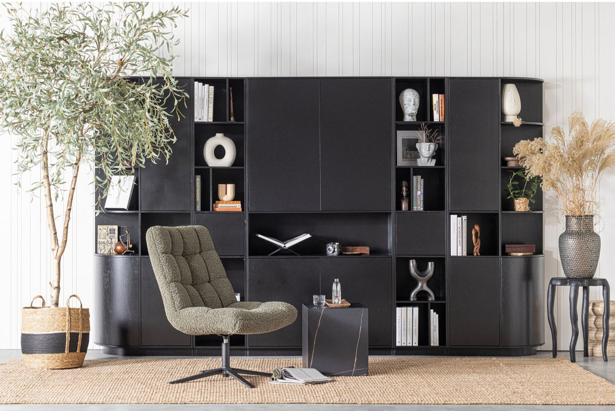 Mobile TV 2 cassetti in legno di pino nero Finca 40x78 cm