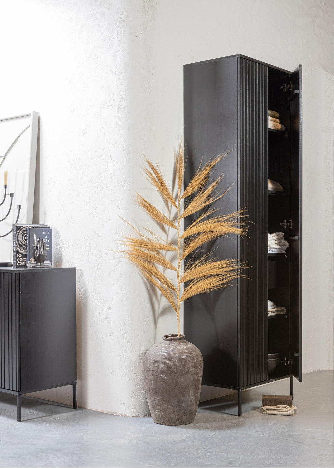 Credenza 2 ante 1 cassetto in legno di frassino New Gravure 210x60 cm
