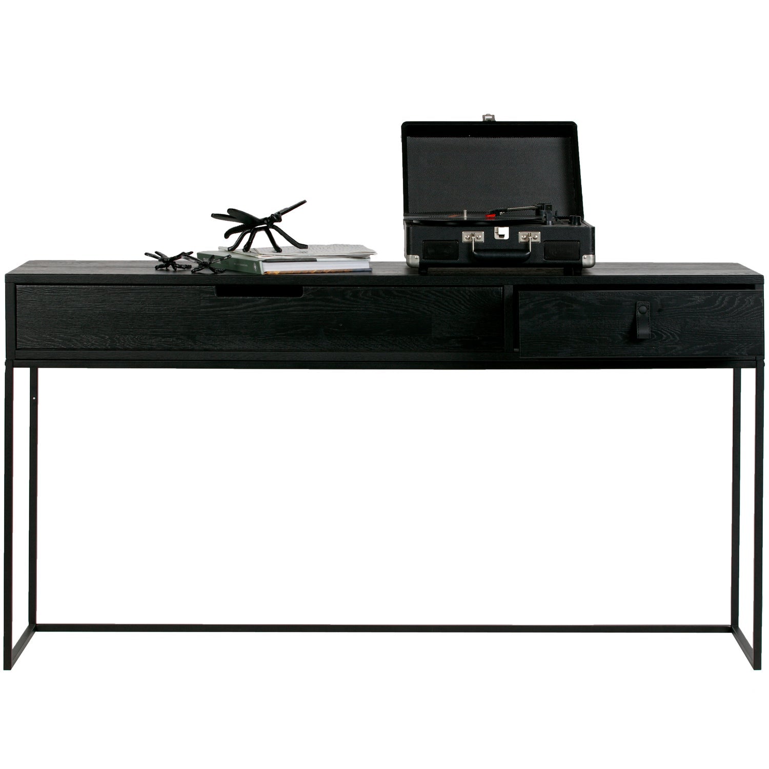 Tavolino 2 cassetti in metallo Silas 74x140 cm