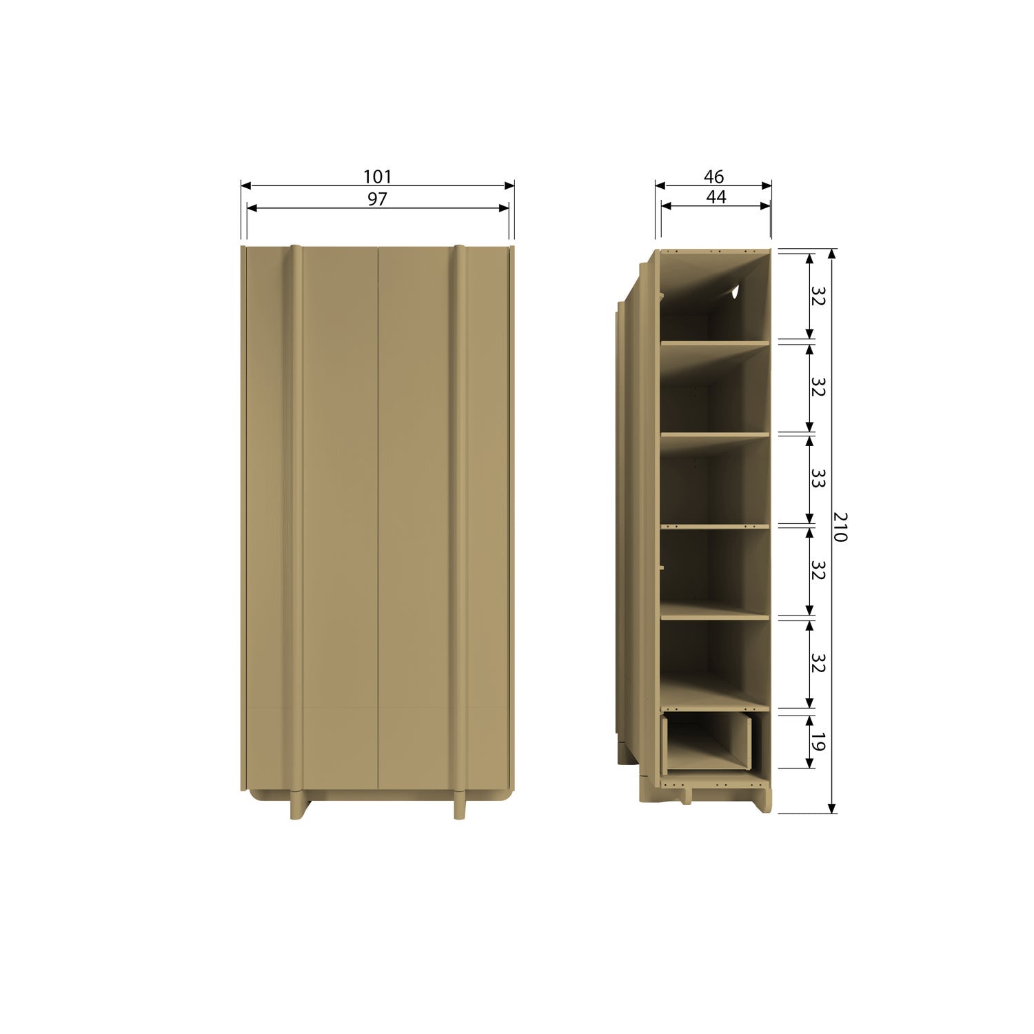 Credenza 2 ante 1 cassetto in legno di pino Basu 210x101 cm
