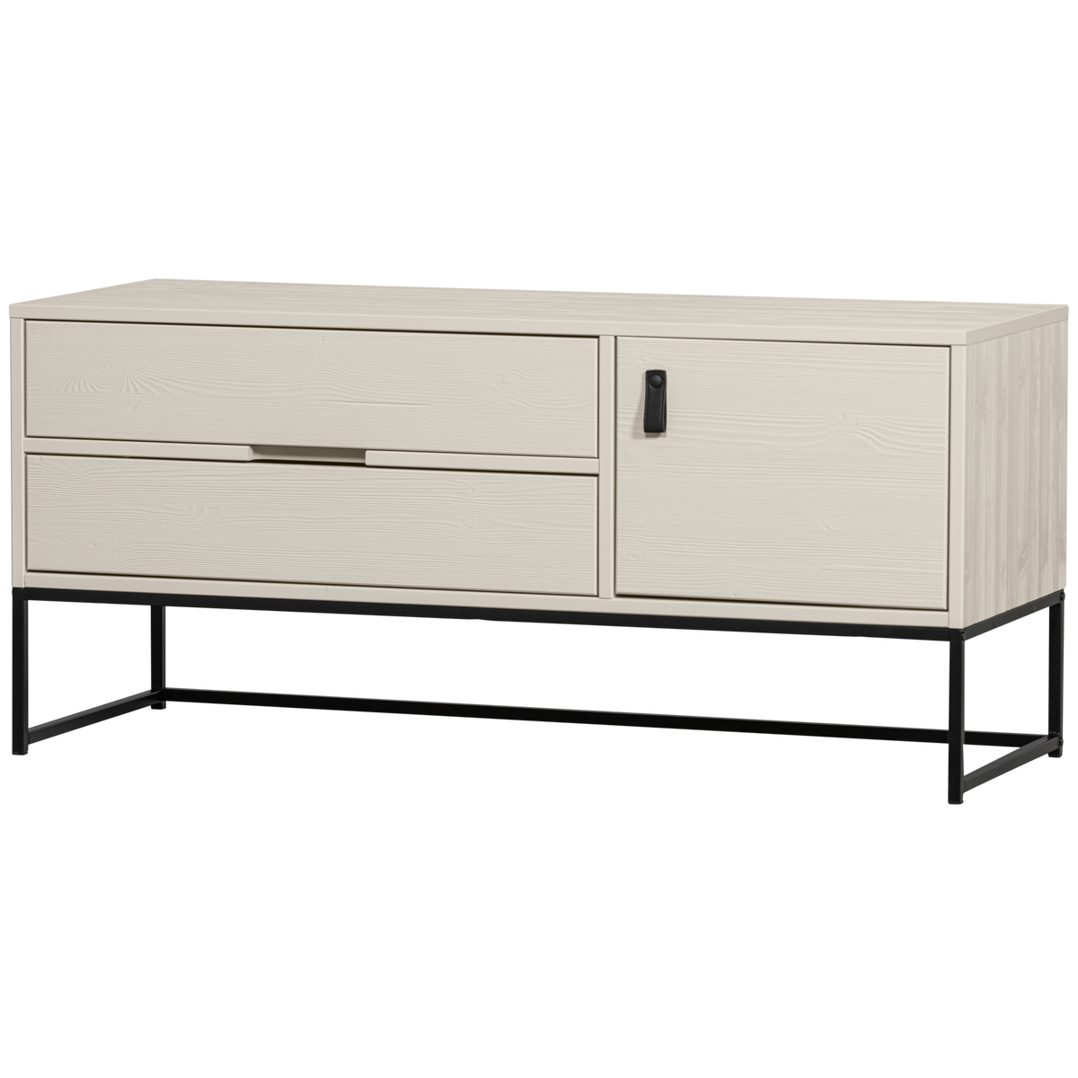 Mobile TV 1 anta 2 cassetti in legno di pino Silas 55x120 cm