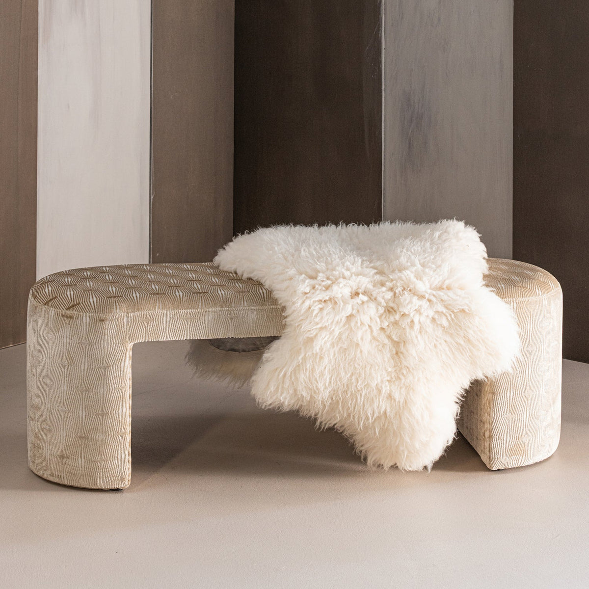 Panca in tessuto beige Kaly 130x46 cm