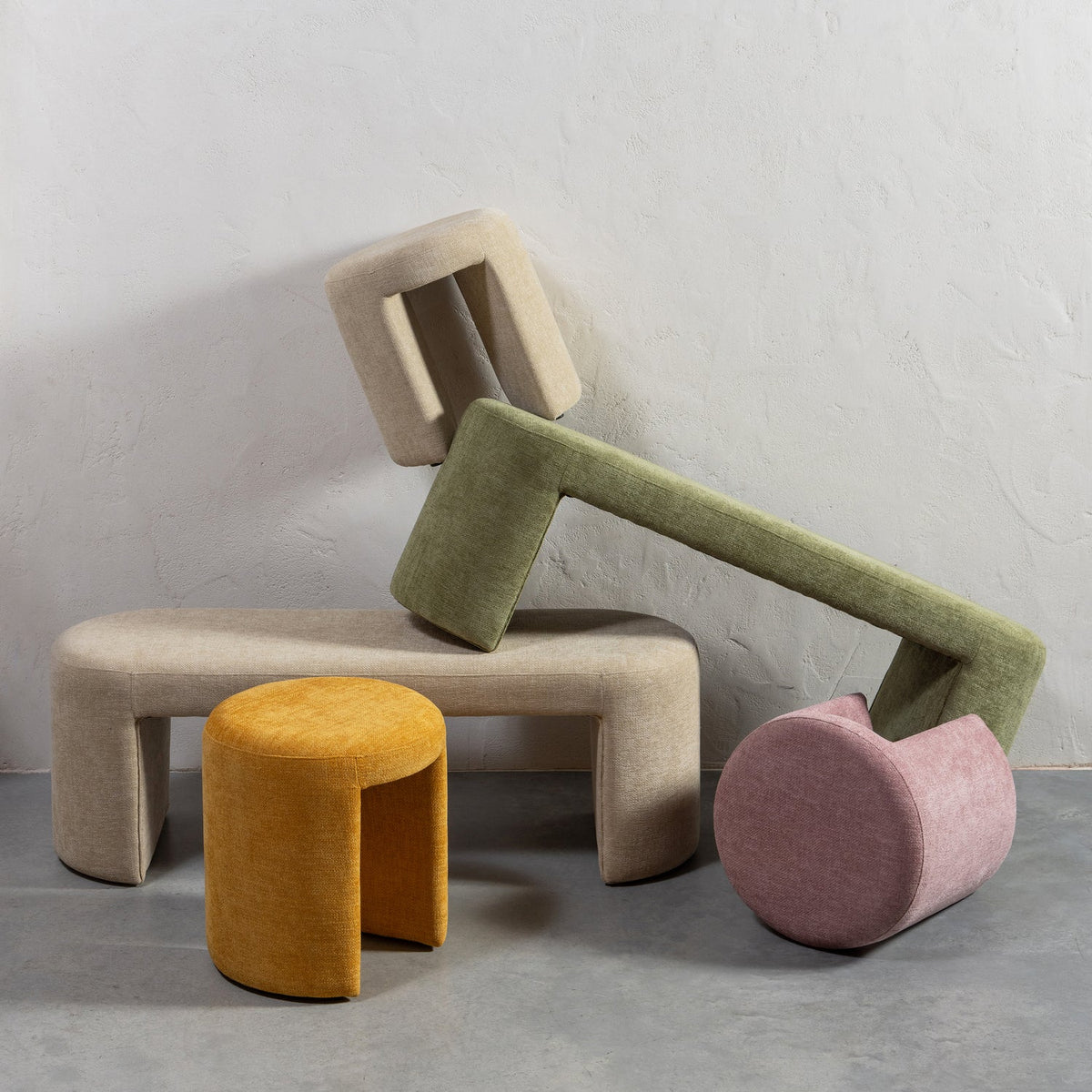 Panca in ciniglia Jacob 46x130 cm