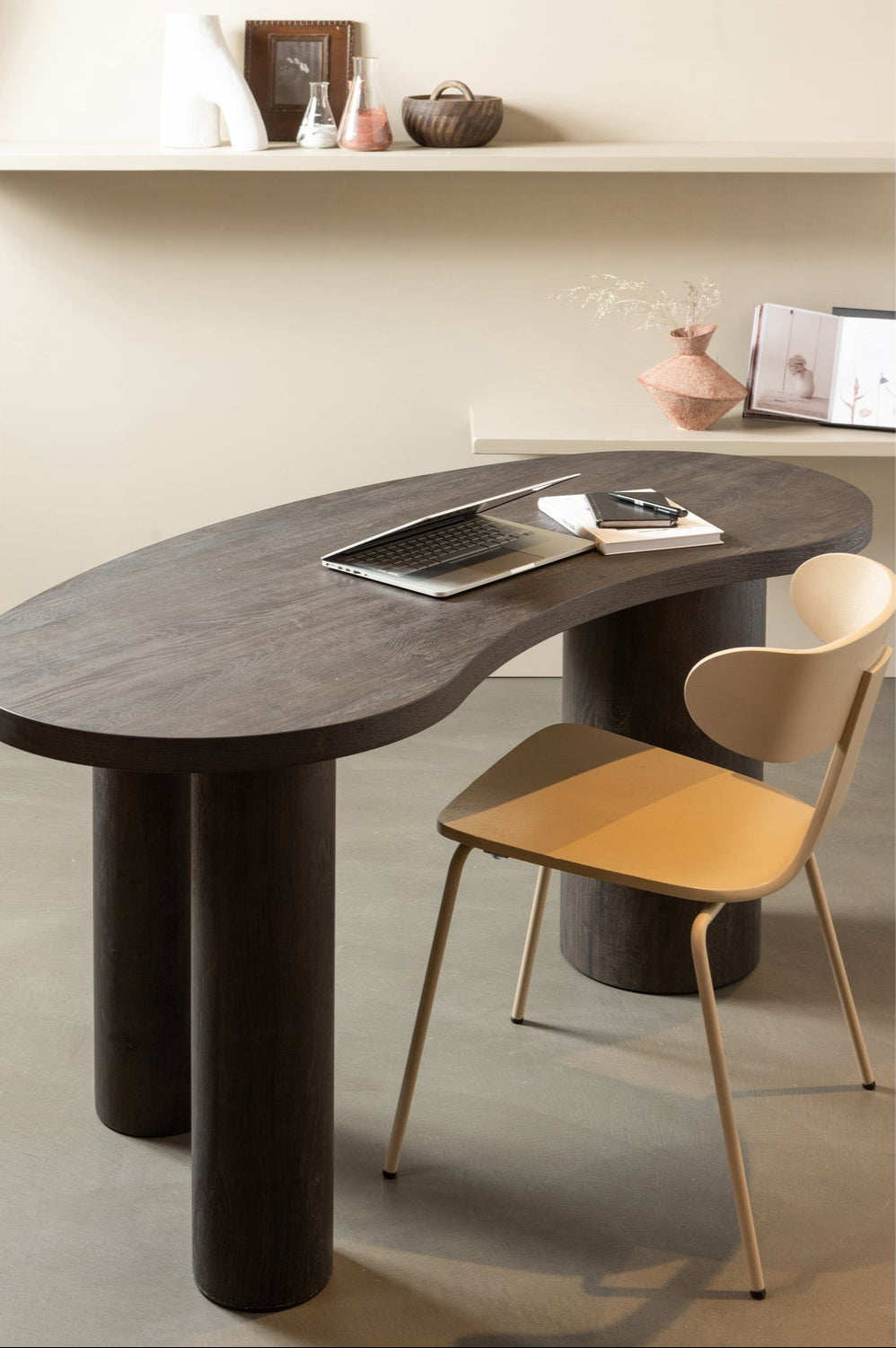 Tavolino/scrivania organico marrone scuro Moon 75x150 cm