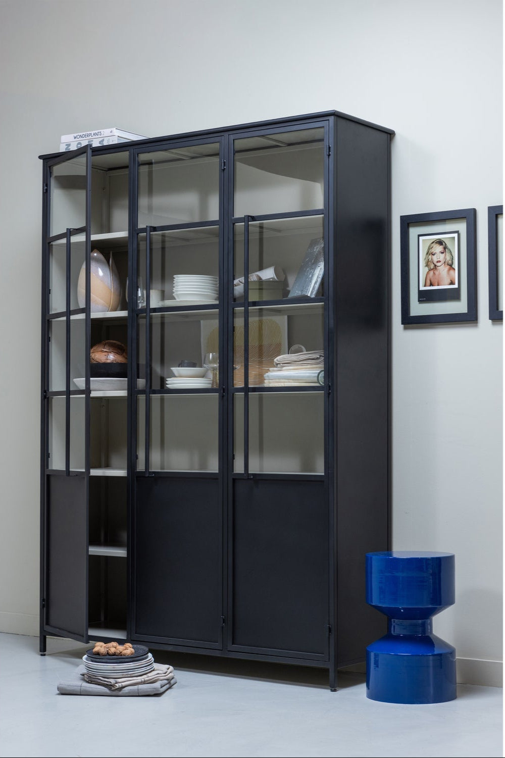 Vetrina 5 ripiani in metallo nero 200x137 cm