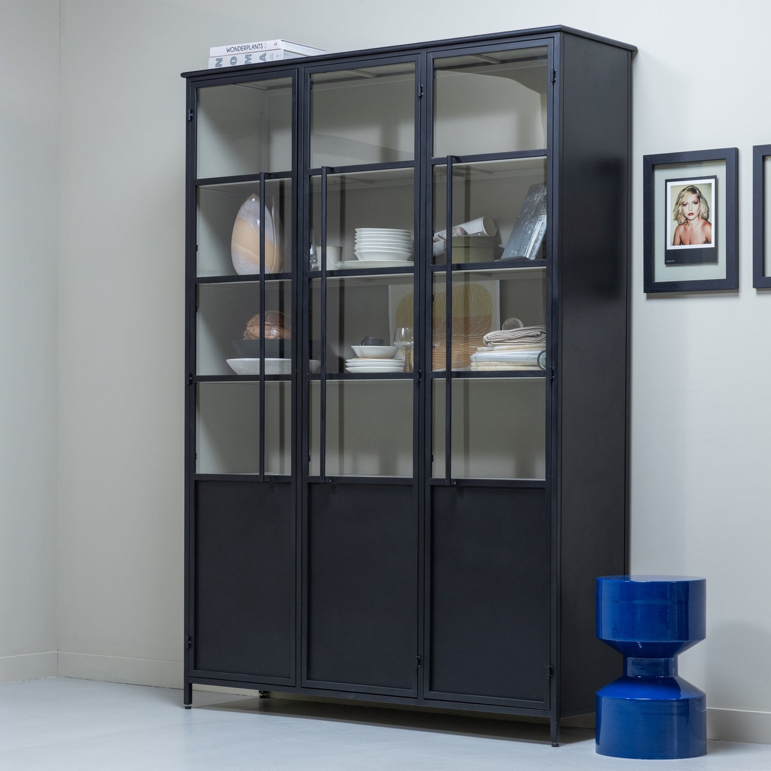 Tavolino in metallo lucido blu reale Hidde 47x30 cm