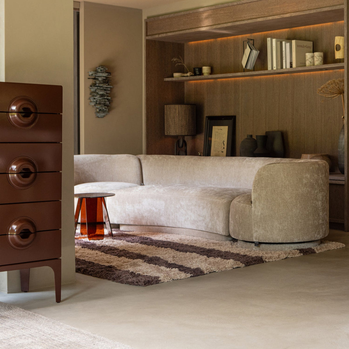 Cassettiera 6 cassetti in legno di eucalipto Merge 120x44 cm