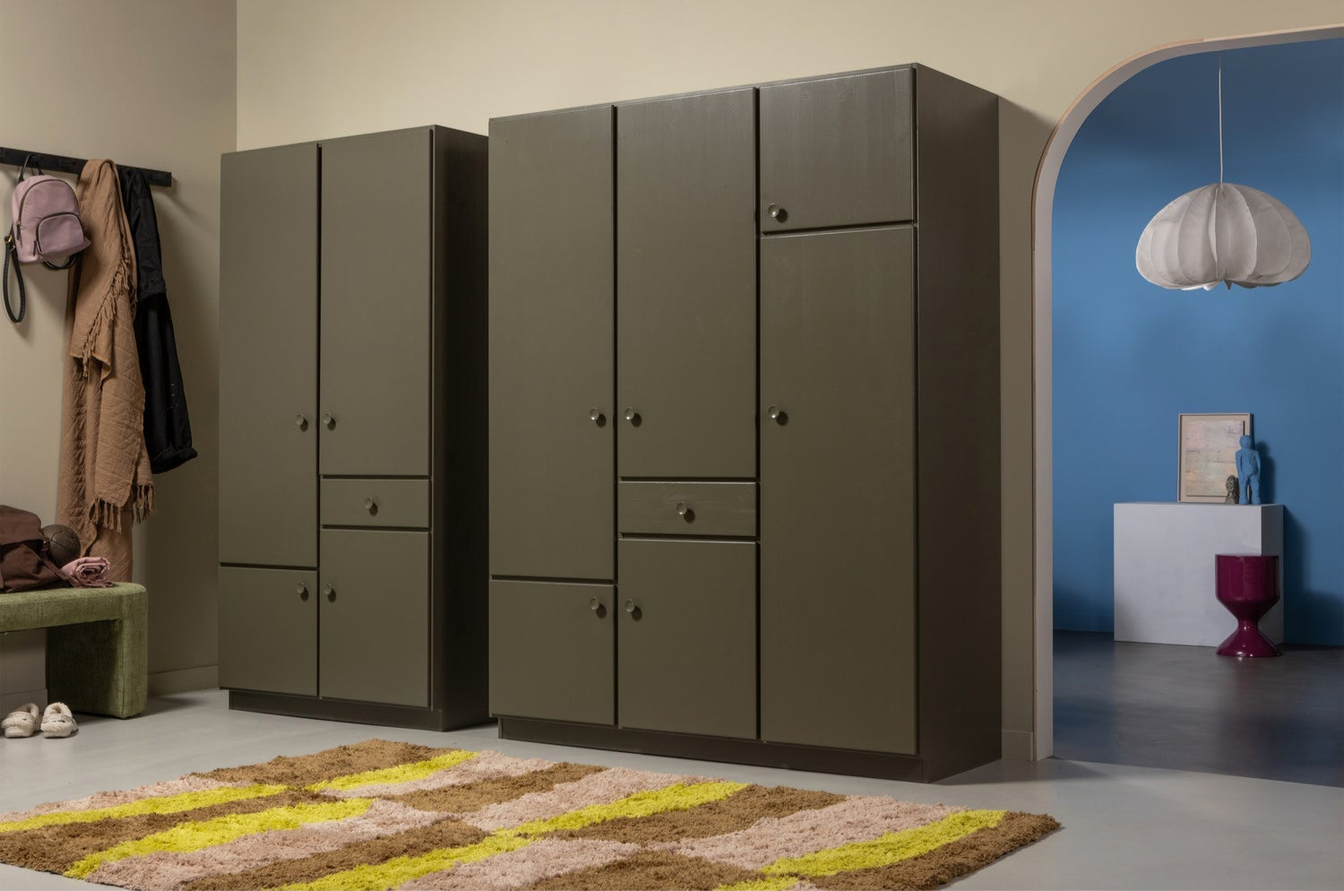 Armadio in pino verde Alfie 210x107cm