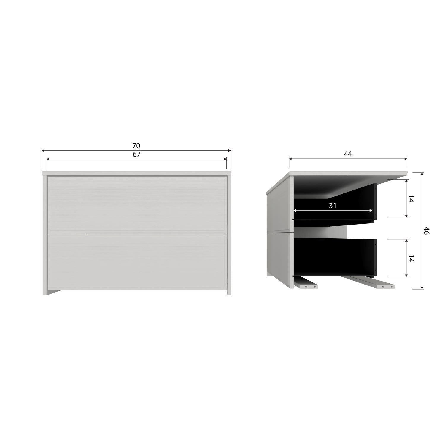 Mobile TV slim grigio Yissa 70x46 cm