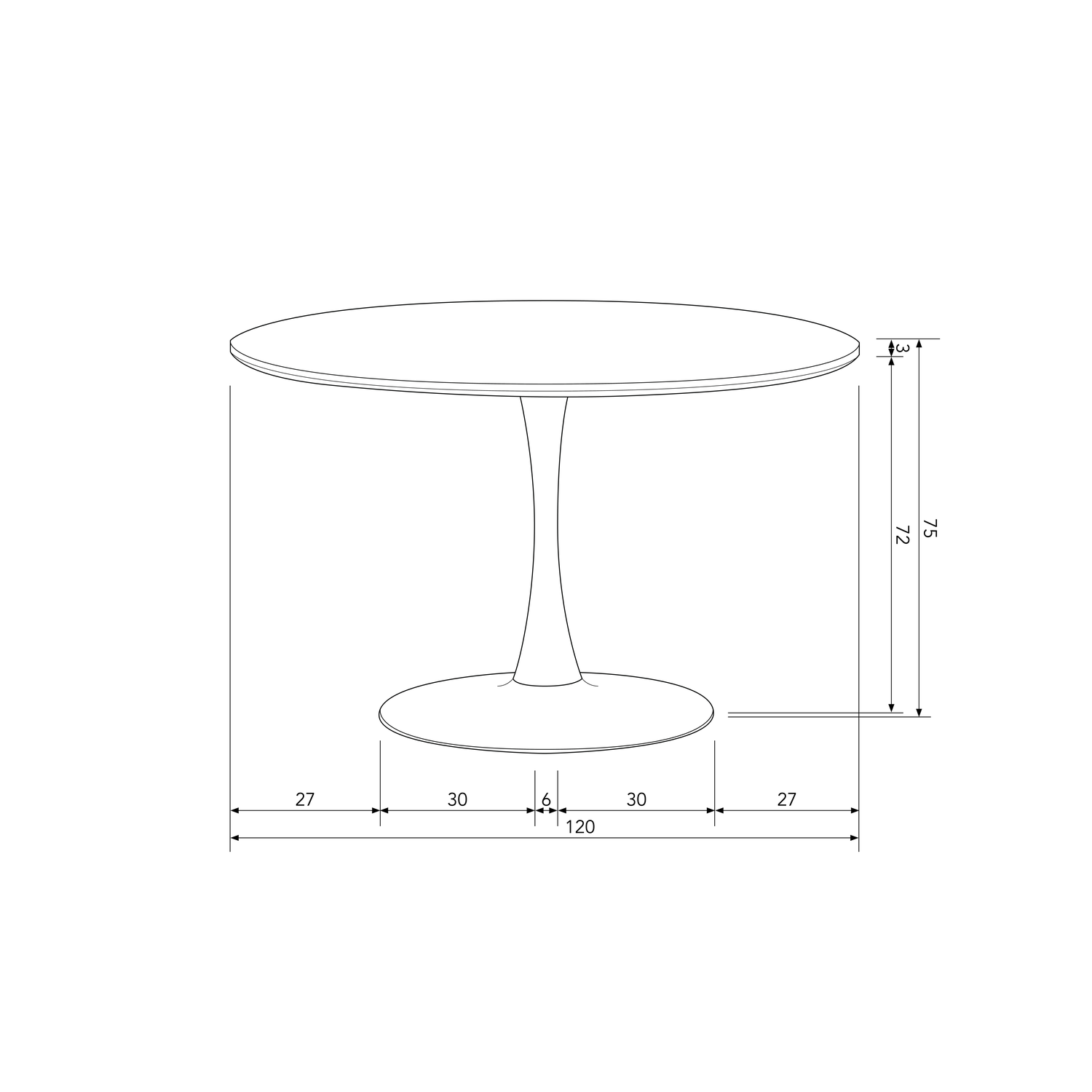 Tavolo da pranzo rotondo Sammy 75x120 cm