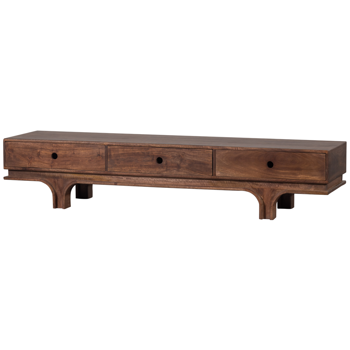 Mobile TV 3 cassetti in legno di mango Staes 37x180 cm