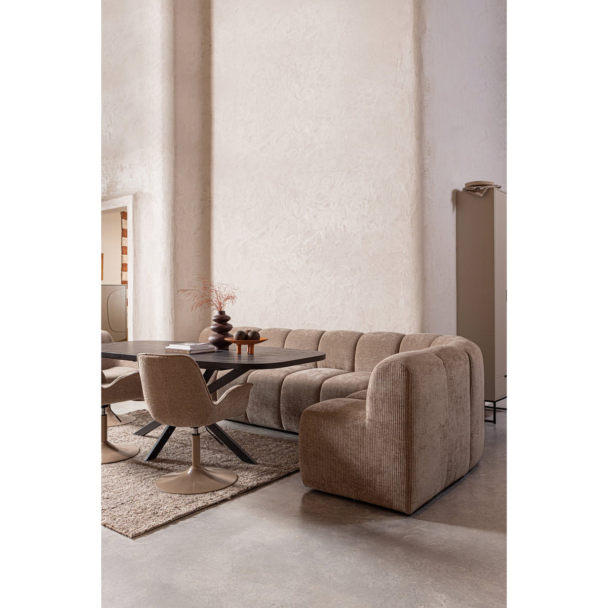 Sedia regolabile in tessuto beige Marten 70x90 cm