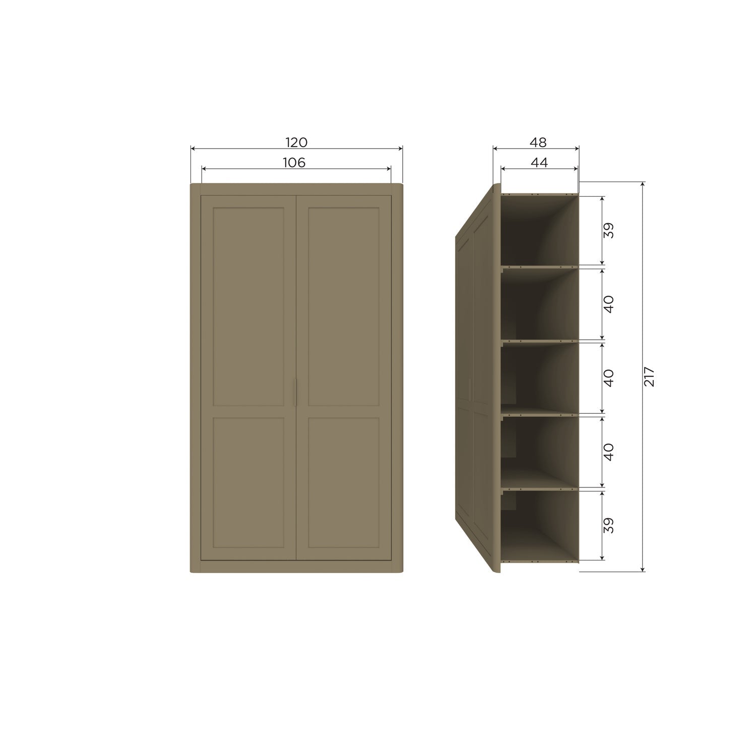 Armadio 2 ante in legno di pino Gunnar 120x217 cm