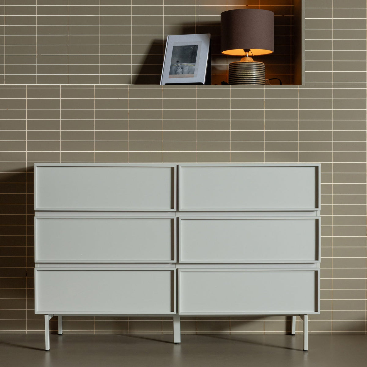 Cassettiera 6 cassetti grigio perla Tivo 120x80 cm