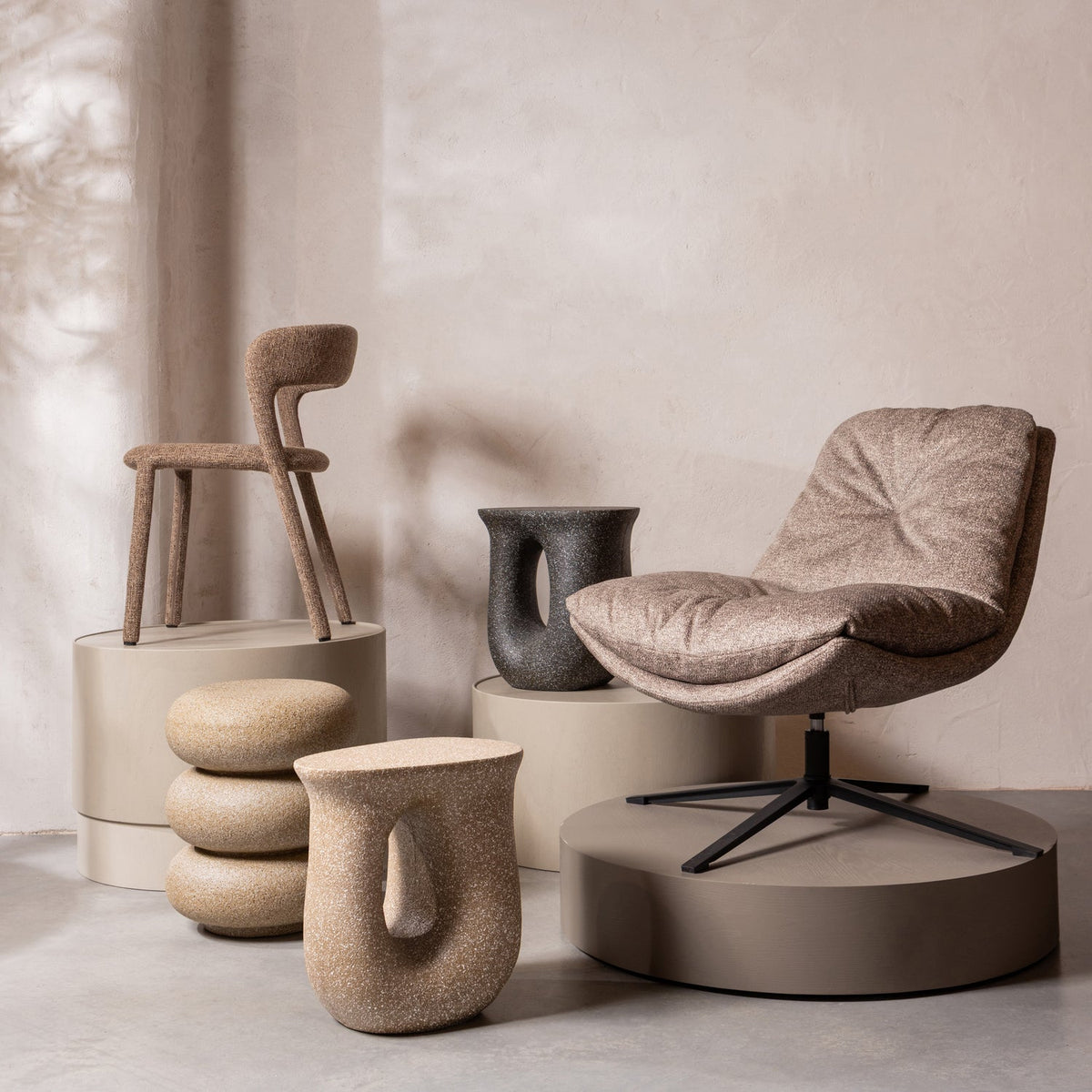 Set di 2 tavolini in ossido di magnesio Kain 42x45 cm
