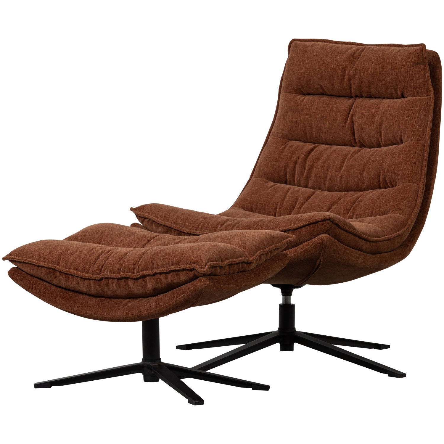 Poltrona girevole con poggiapiedi in tessuto Kube 100x74 cm