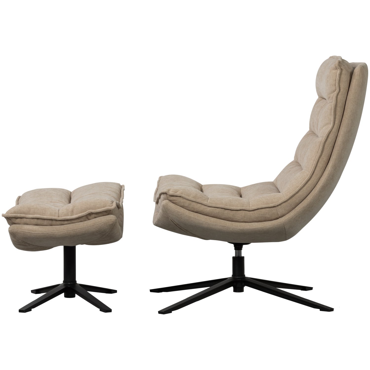 Poltrona girevole con poggiapiedi in tessuto Kube 100x74 cm