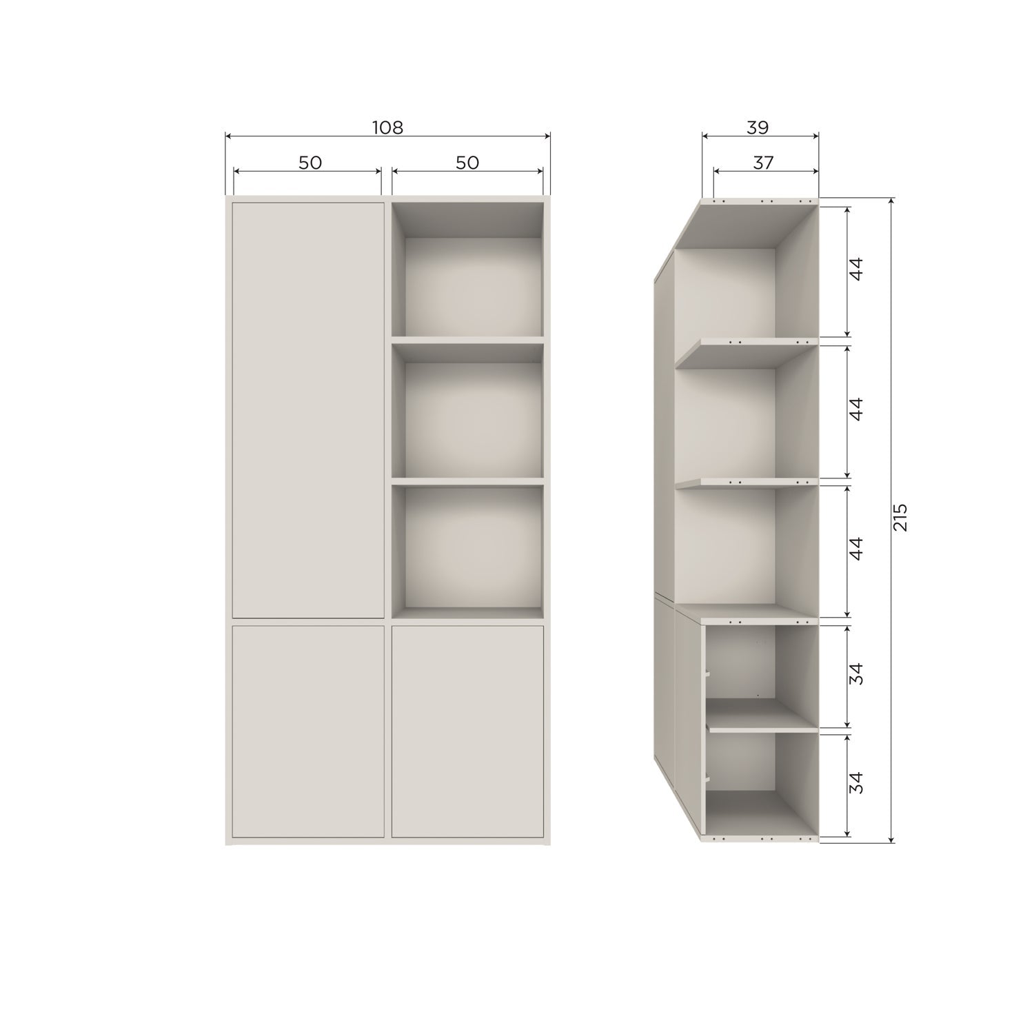 Armadio 3 ante in legno di pino Meggy 108x215 cm - modulo componibile