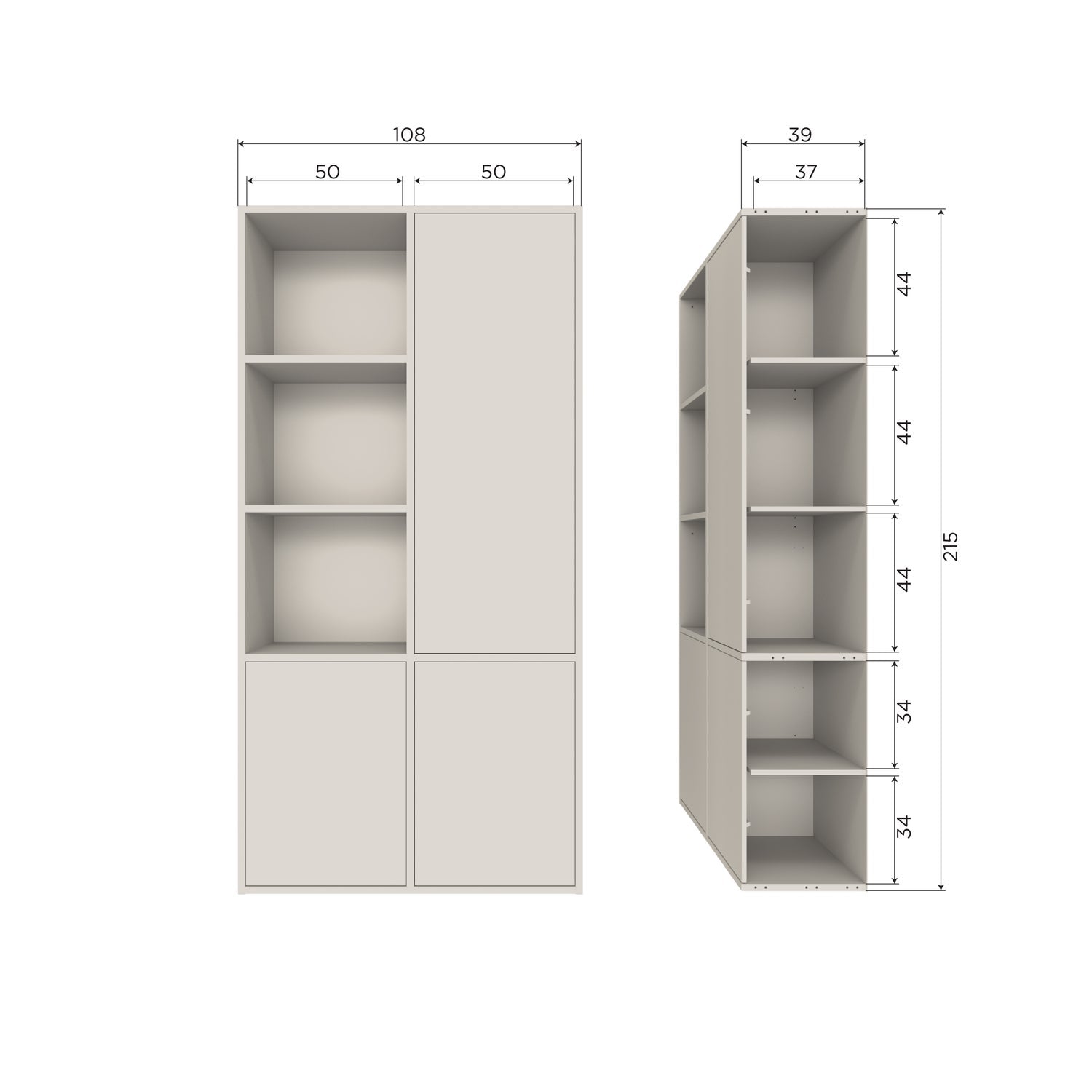 Armadio 3 ante in legno di pino Meggy 108x215 cm - modulo componibile