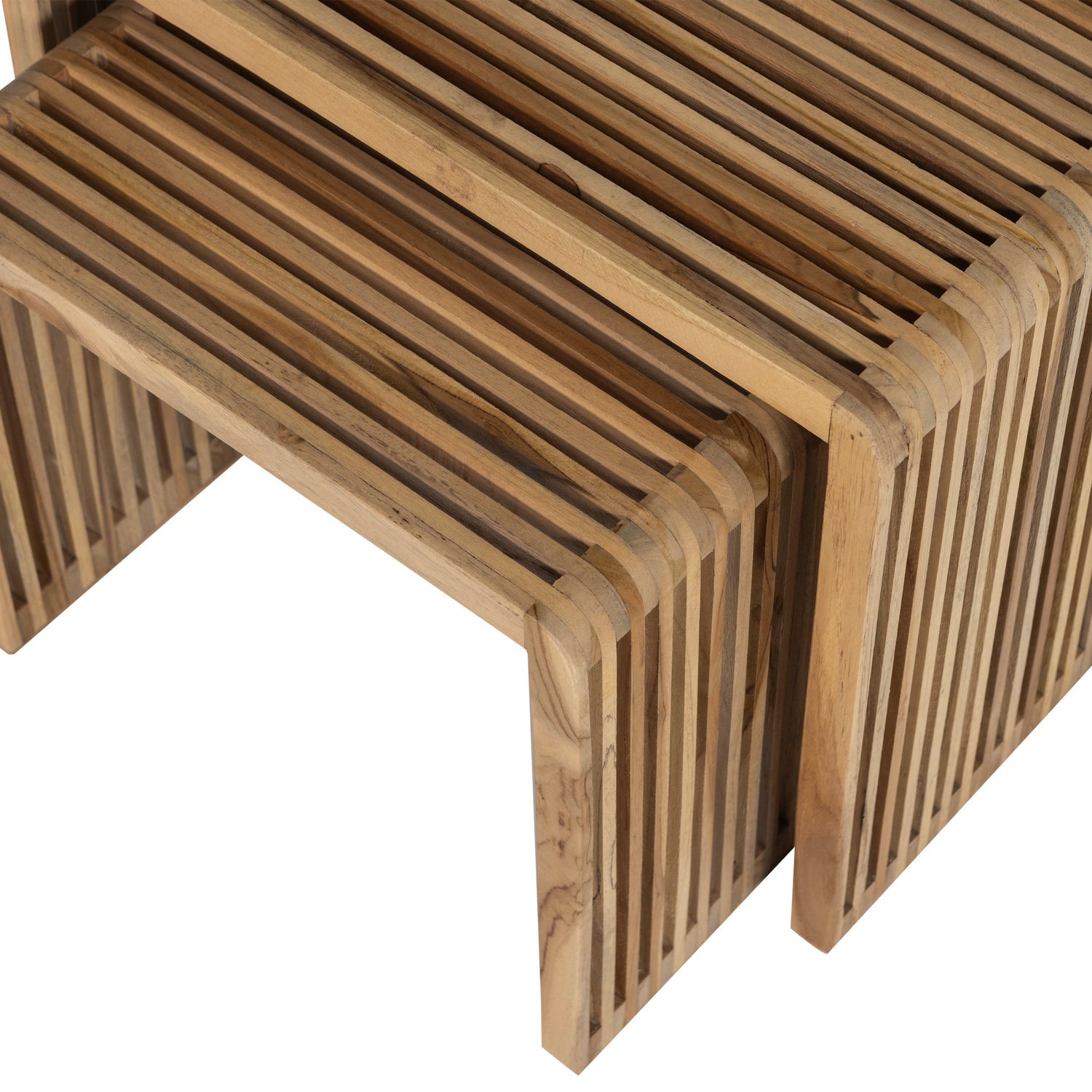 Set 2 tavolini in legno di teak Jasmijn