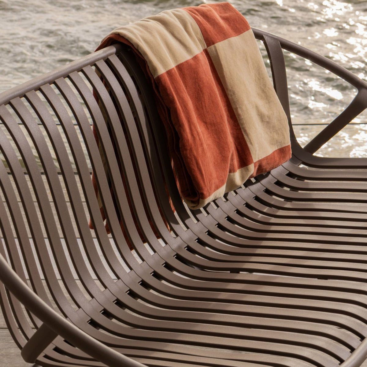 Plaid in cotone Ruggine/beige Essence 130x170 cm