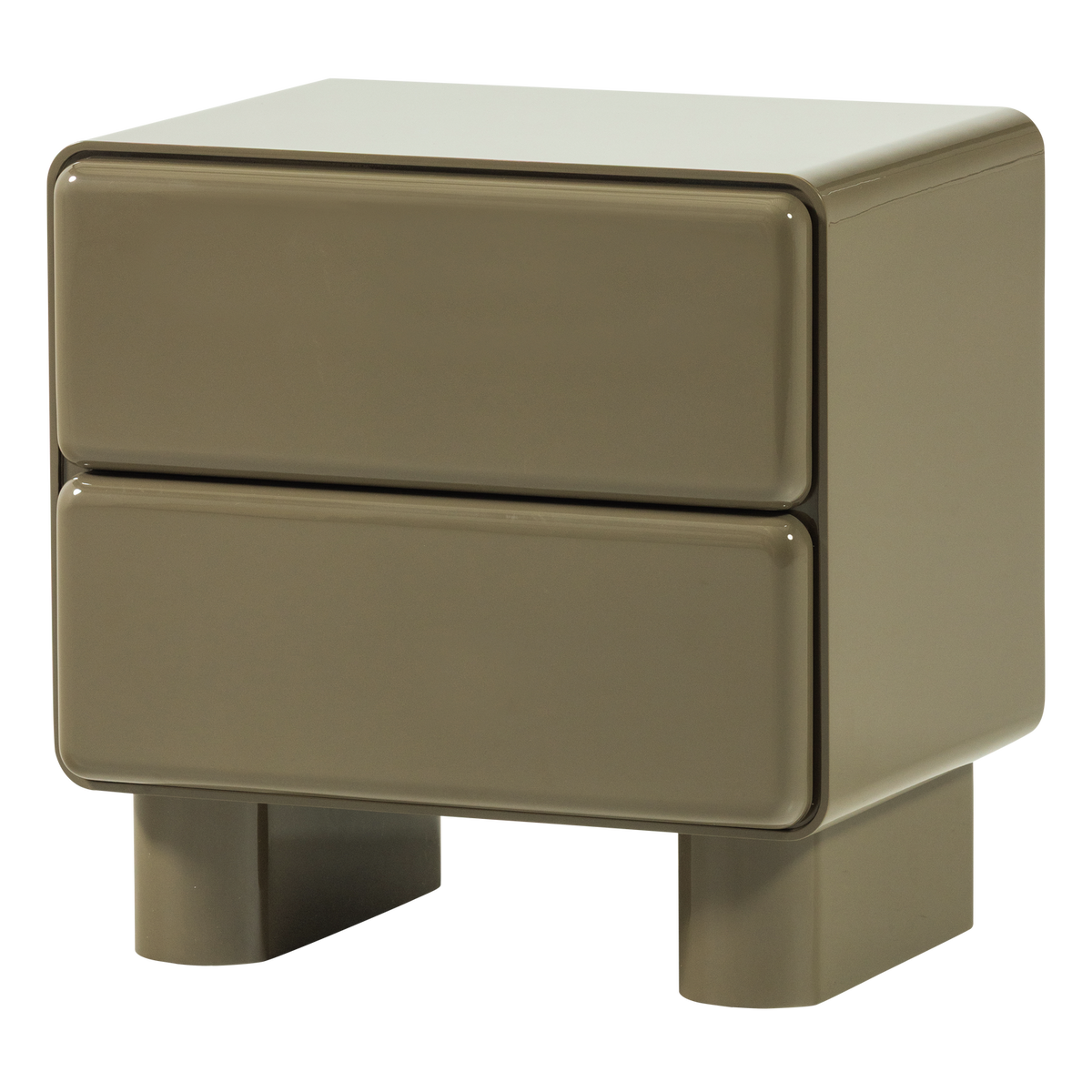 Comodino 2 cassetti con finitura lucida Saphir 57x43 cm