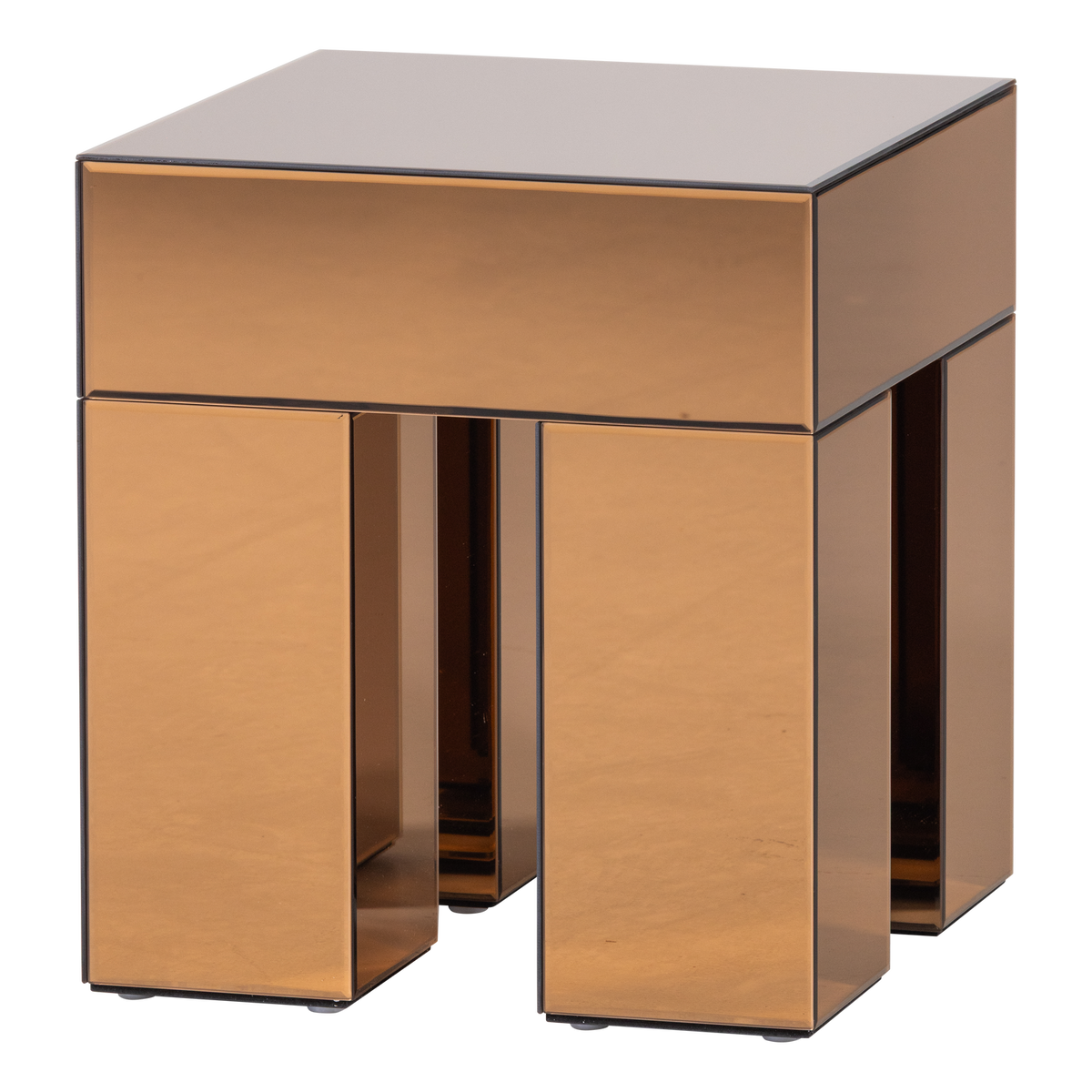 Tavolino marrone con vetro a specchio Sage 45x50 cm