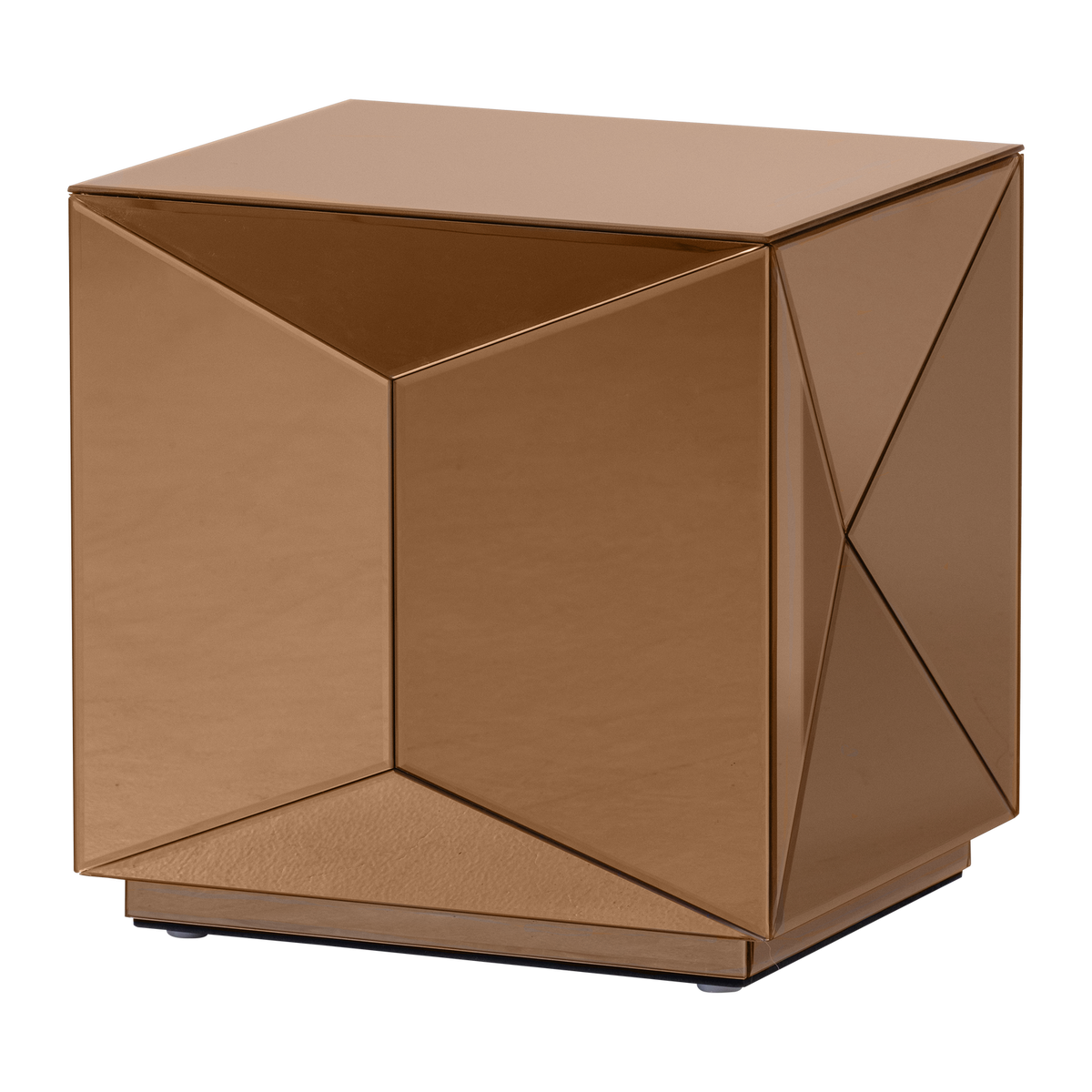 Tavolino marrone con vetro a specchio Lurex 40x40 cm