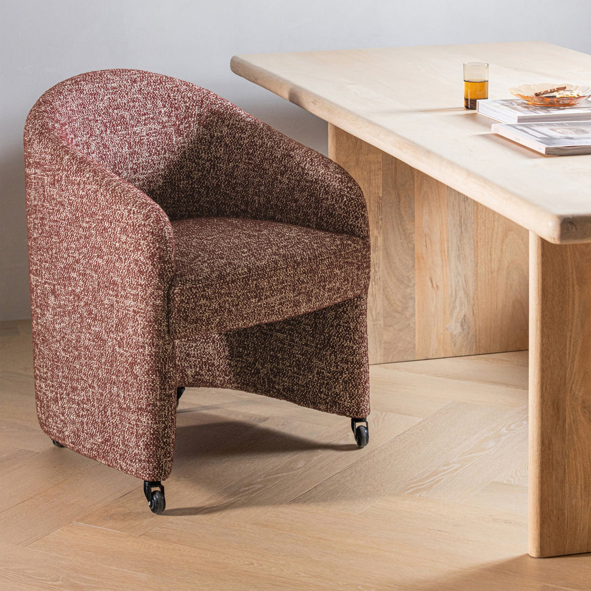 Sedia con ruote in tessuto mélange Tea 64x83 cm