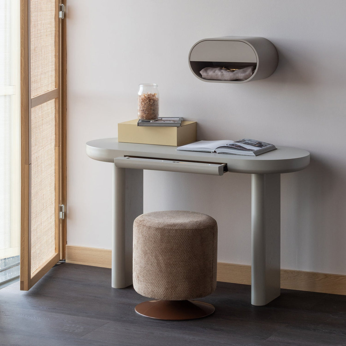 Pouf in tessuto con base girevole Islen 39x47 cm