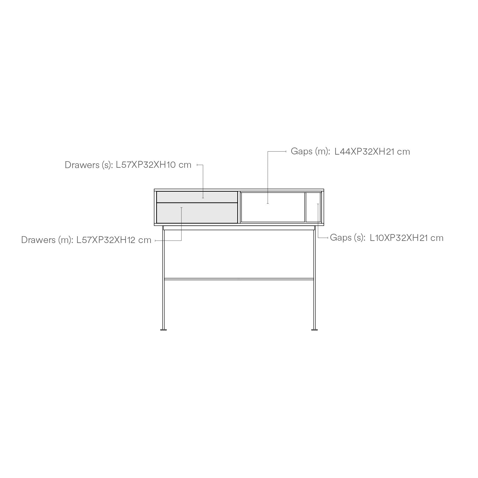 Consolle 2 cassetti quercia grigio antracite Yoko di Teulat 120x80 cm