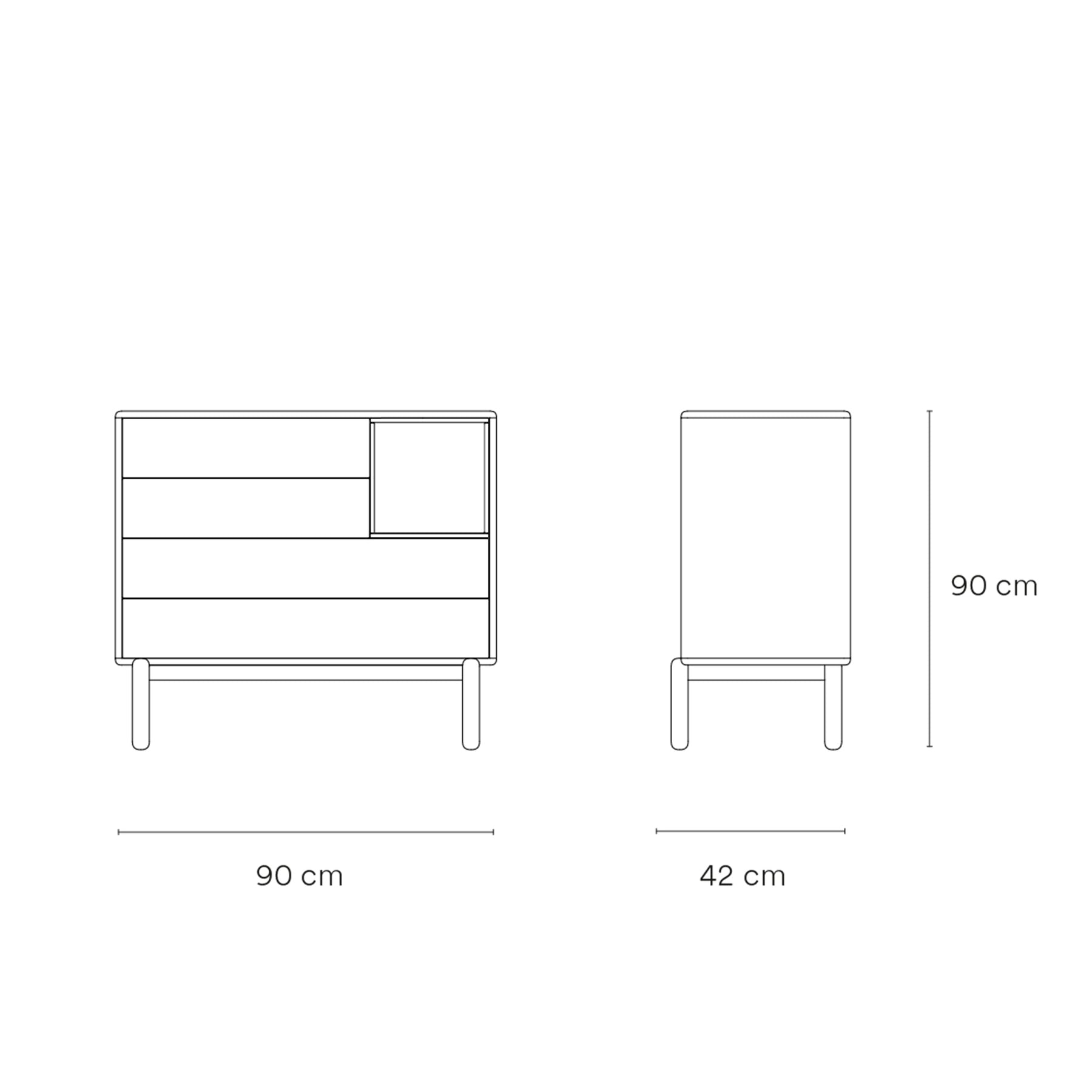Cassettiera grigio antracite 4 cassetti Corvo di Teulat 90x40 cm