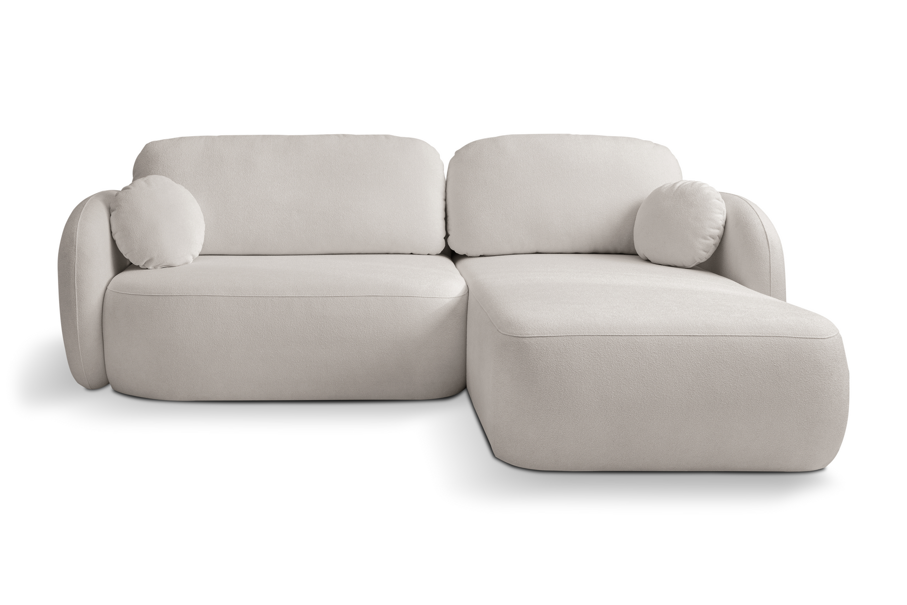 Divano letto angolare in tessuto bouclè Madrid 248x174 cm