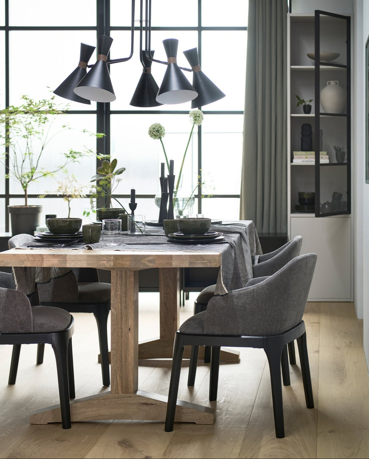 Vetrina 2 ante in pino grigio nebbia Basic 230x5 cm