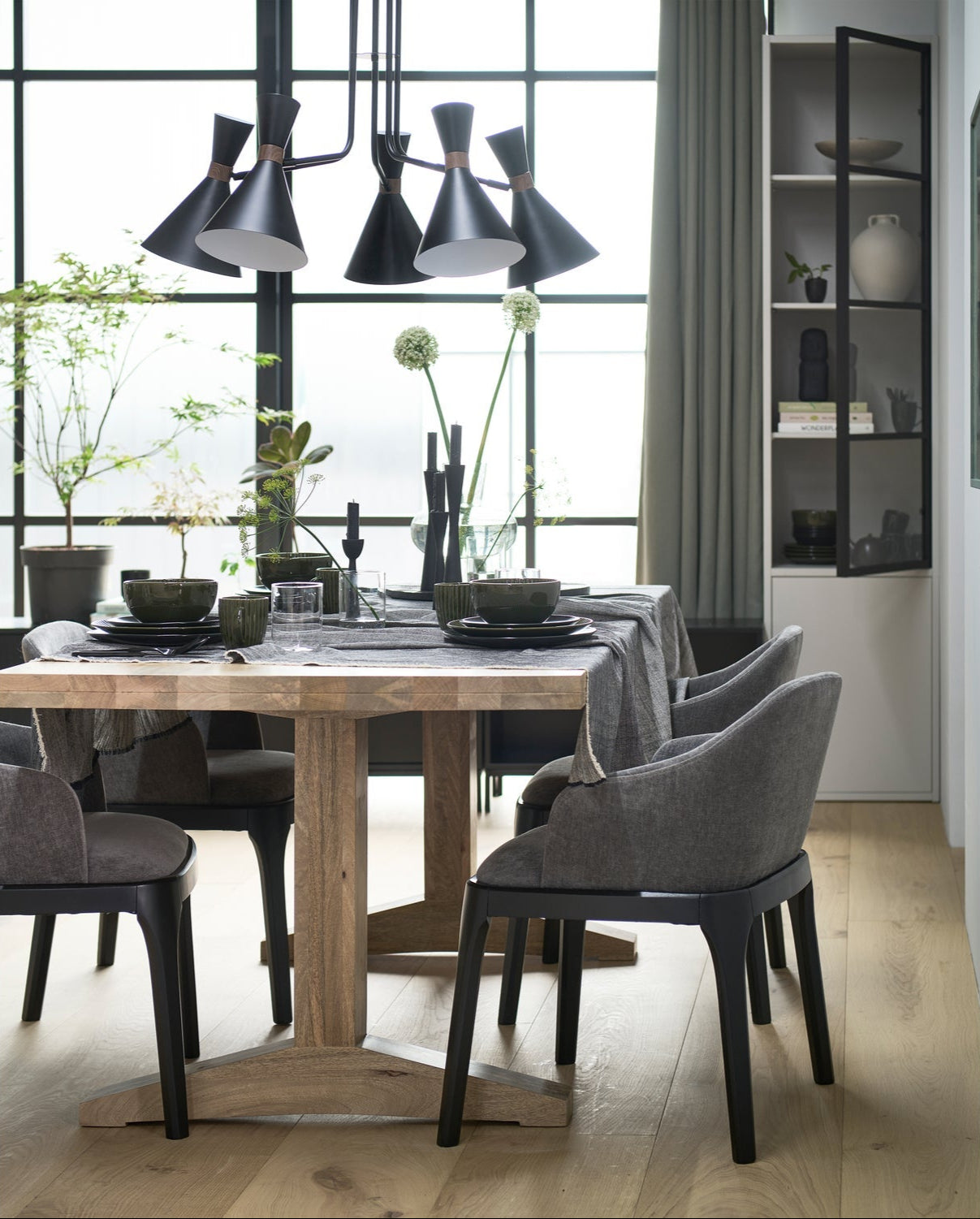 Vetrina 2 ante in pino grigio nebbia Basic 230x52,5 cm