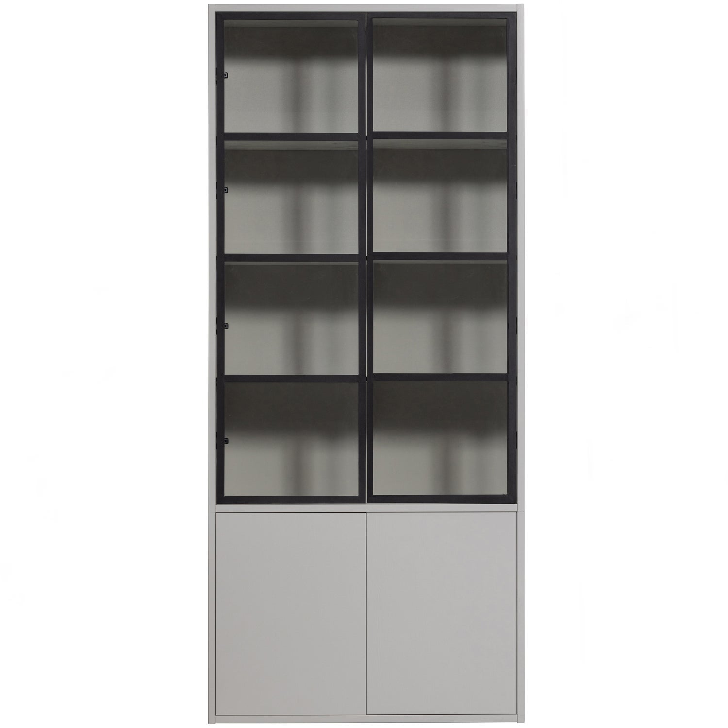 Vetrina 4 ante in legno di pino grigio seta Basic 230x101 cm