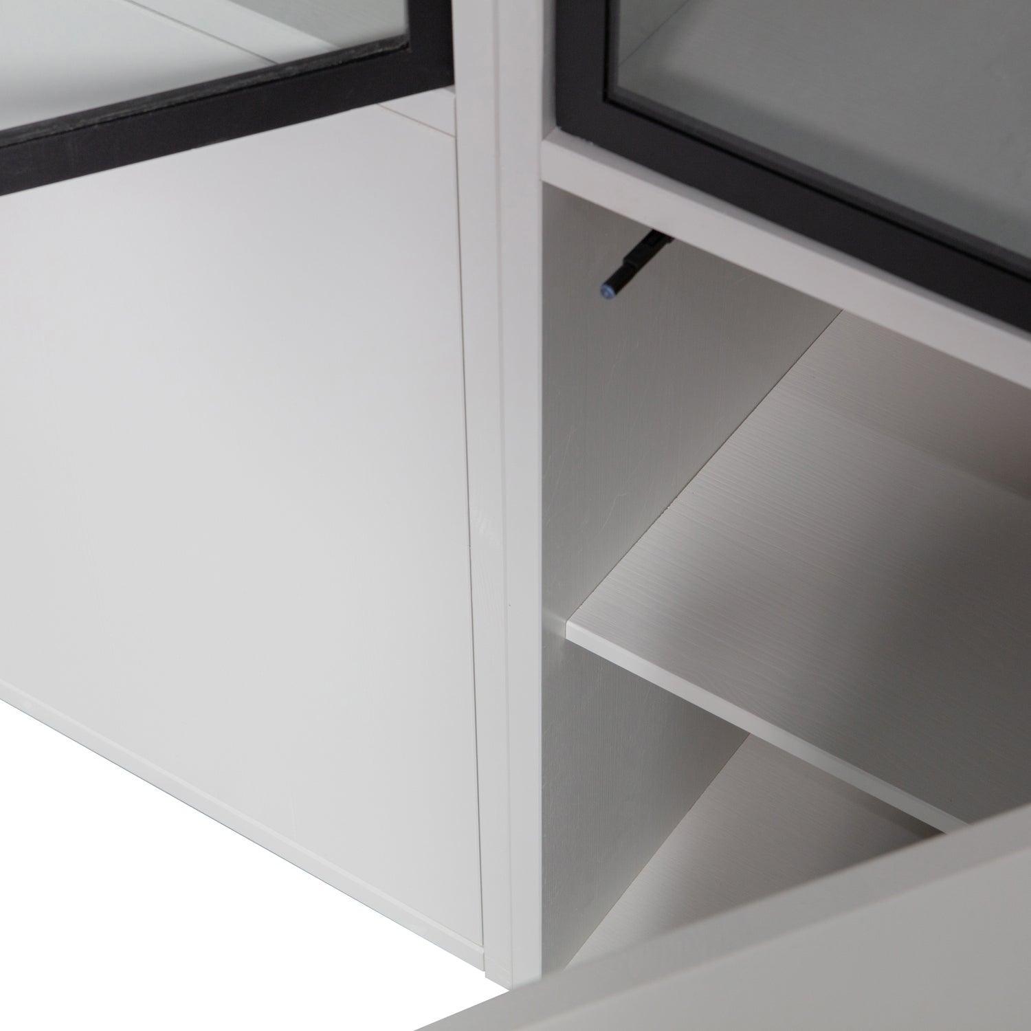 Vetrina 4 ante in legno di pino grigio seta Basic 230x101 cm